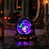 Decorative Window Ornament LED Lighted Halloween Faux Crystal Ball Decoration, Resin Witch/Skeleton/Cat/Ghost Figurine with Detailed Claw Bone