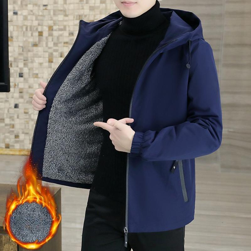 Winter Warm Outerwear for Men Trendy Fleece Jacket Casual Sports Outdoor Windbreaker Top Trench Coat for Men