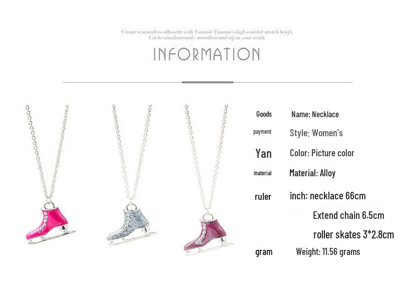 Multicolor Ice Skates Pendant Necklace with Alloy Sweater Chain