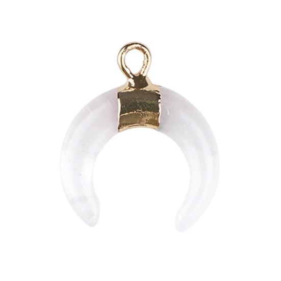 DIY Pendant Gold-Plated Edging Crescent Horn Design Natural Imitation Crystals Jade Necklace Bracelet Earrings Charm DIY Jewelry Making Accessories