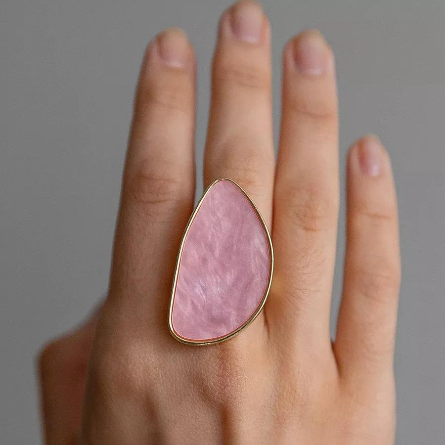 Chic Irregular Faux Mother-of-Pearl Adjustable Ring - Trendy Street Style Design