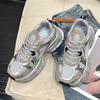 Autumn new silver sneakers heightened platform dad shoes mesh casual running shoes