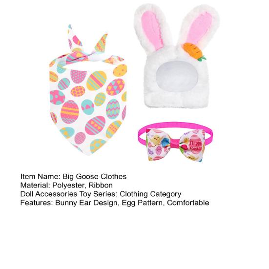 Ubrania dla Dużej Gęsi Miękkie Wygodne Zestaw Kostiumu dla Zwierzaka z Kolorowym Szalikiem w Jajka Nakryciem Głowy z Uszami Królika Zestaw Muszki Happy Easter
