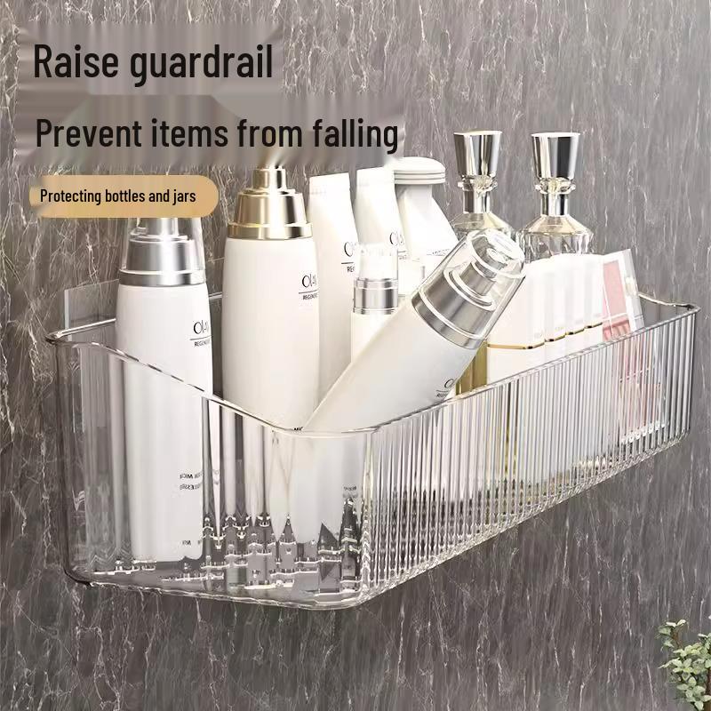No-Drill Wall-Mounted Bathroom Shelf for Toiletries and Cosmetics