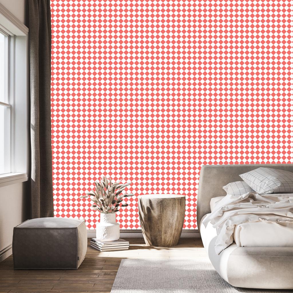 Wallpaper Geometric rhombuses coral, coral center 50x1000