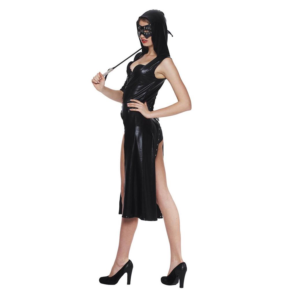 Rubberized Patent Leather Cape Tights & Queen Costume Sexy Lingerie Set