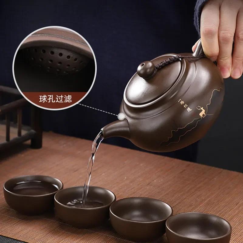 1PC 430ml Authentic Yixing Purple Clay Teapot Handmade Beauty Teapot Custom Filter Tea Infuser Chinese Tea Ceremony Accessories