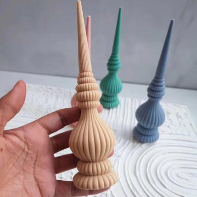 DIY Hoge Geribbelde Pilaarkaars Mallen Taps Toelopende Spiraal Siliconen Mal Geometrische Sojawas Mal Vaasvormige kaarsmal Romeinse zuil mal