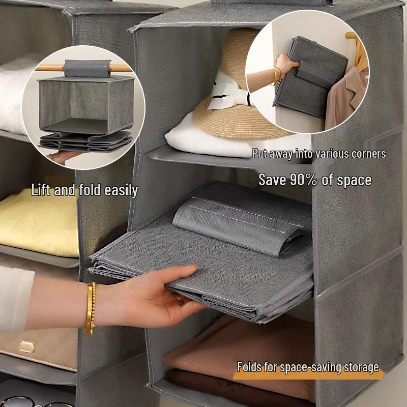 Foldable Three-Dimensional Dustproof Hanging Wardrobe Organizer for Multi-Layer Underwear and Panties Storage