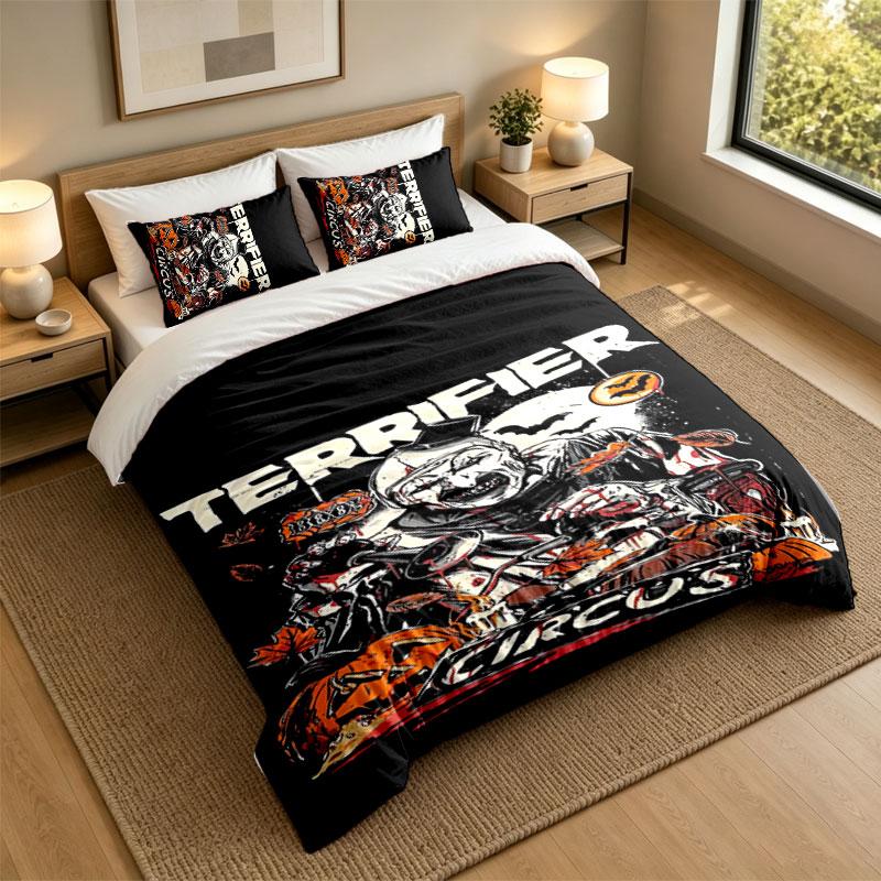 3Pcs Bedding SetTerrifier Art the Clown Soft Bed Sheet and Two Pillowcases Home Bedroom Decor