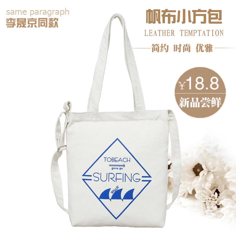 Fashion canvas backpack single shoulder oblique span female student schoolbag leisure arts college style portable environmental protection bag