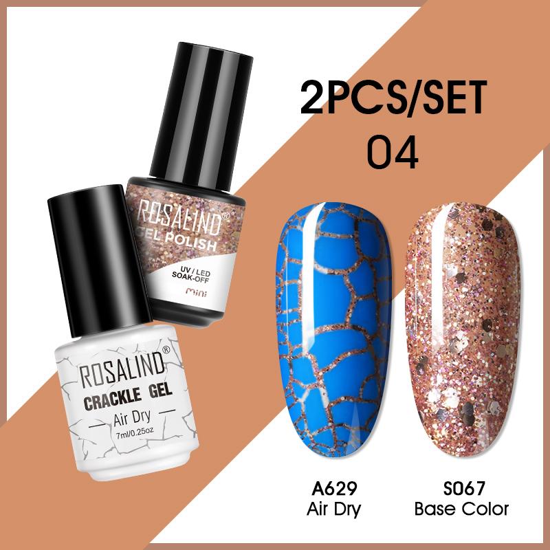

ROSALIND 2 шт. гель-лак для ногтей цветной гель-лак для ногтей с кракелюром гель-лак для растрескивания ногтей быстросохнущий гель для дизайна ногтей
