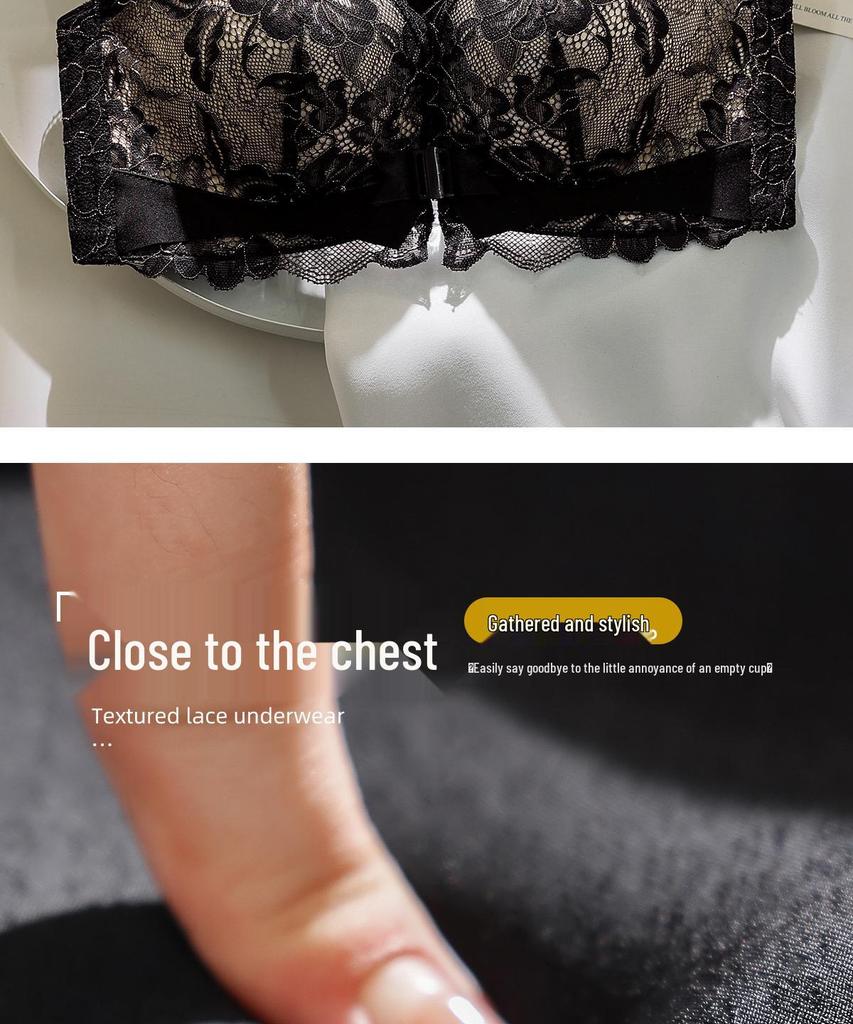 Reggiseno Push-Up Ricamato Stile Cinese: Chiusura anteriore, Sollevamento e Supporto per Seno Piccolo