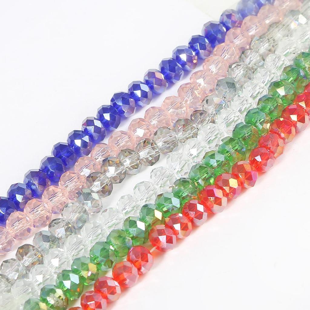 6mm Flat Glass Crystal Beads - DIY Plated Color Abacus Loose Beads for Accessories
