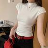 Kumikumi Design Sense Solid Slim fit Short sleeve T-shirt Women Summer New Niche Temperament Slimming Versatile Top