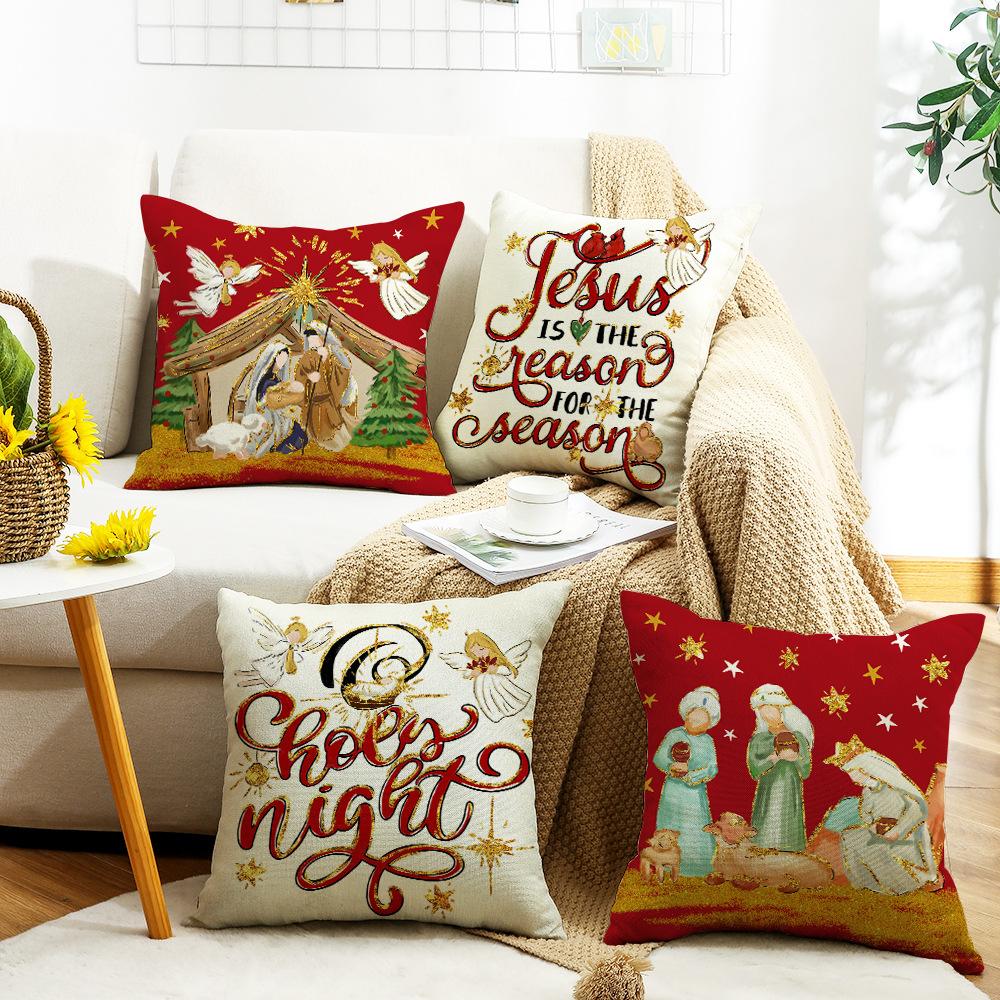 New Jesus Christmas Pillow Cover Home Atmosphere Decoration Sofa Cushion Letter Print Pillow Cushion