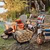 Indoor Metal Firewood Storage & Organization Rack with Display & Moving Shelf