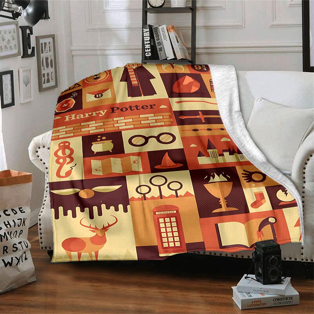 1pc Harry Potter Magic Wizard Flannel Throw Blanket - Lightweight Soft Warm All-Season Blanket for Sofa, Bed, Travel, Camping  L1029059