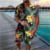 Fashionable Summer Floral 3D Print Men's Set Short-Sleeve Shirt Loose Casual Beach Shorts