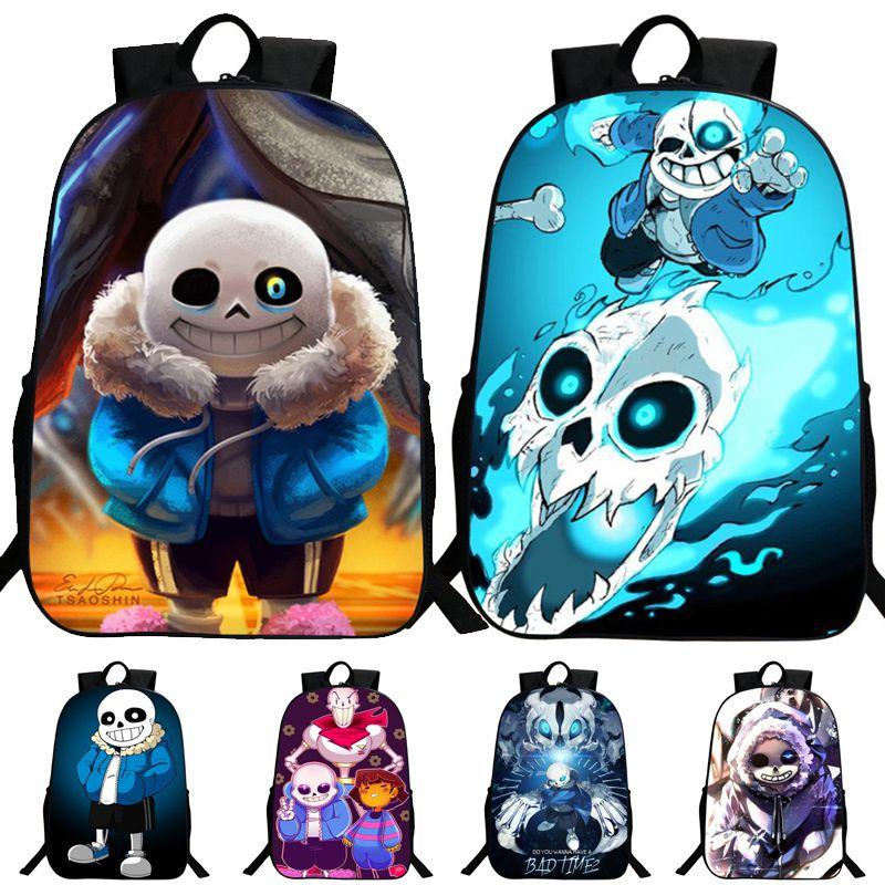 Undertale Sans 16 Inch Children Backpack With Durable Polyester Material And Adjustable Padded Shoulder Straps
