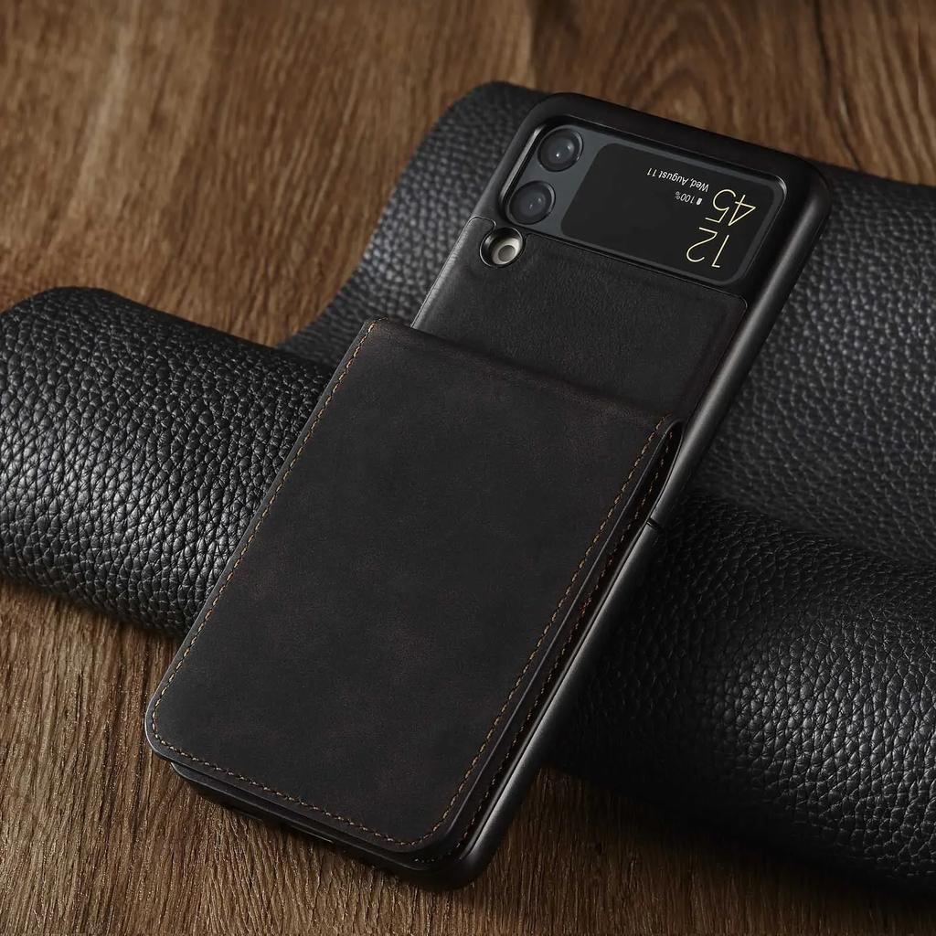 Ultra Thin Flip Leather Cover for Samsung Galaxy Z Flip 7 FE 6 5 4 3 Flip7 Flip6 5G Card Solt Holder Wallet Magnetic Phone Case