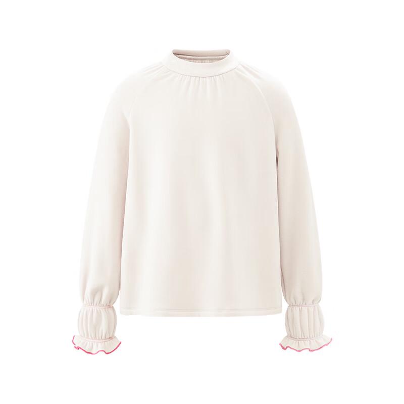 Little Naive Girls' Soft French Style High-Neck Puff-Sleeve T-shirt
