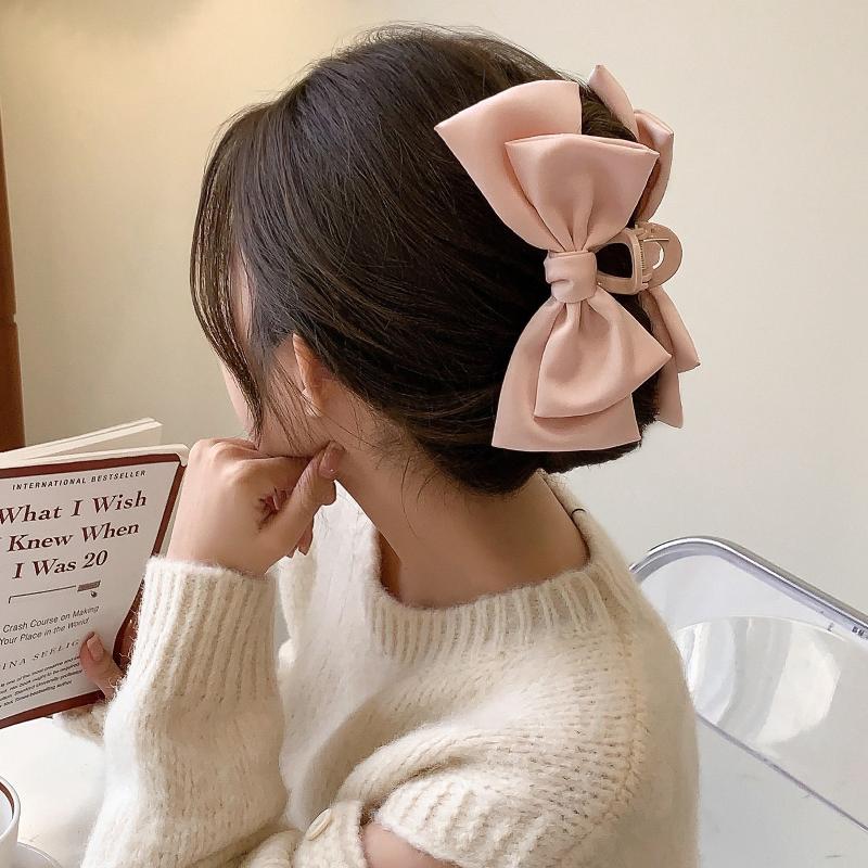 New Elegant Large Bow Hair Claws Fashion Satin Bowknot Hair Clip Hairpins Party Hair Accessories For Women Girls Korean Headwear