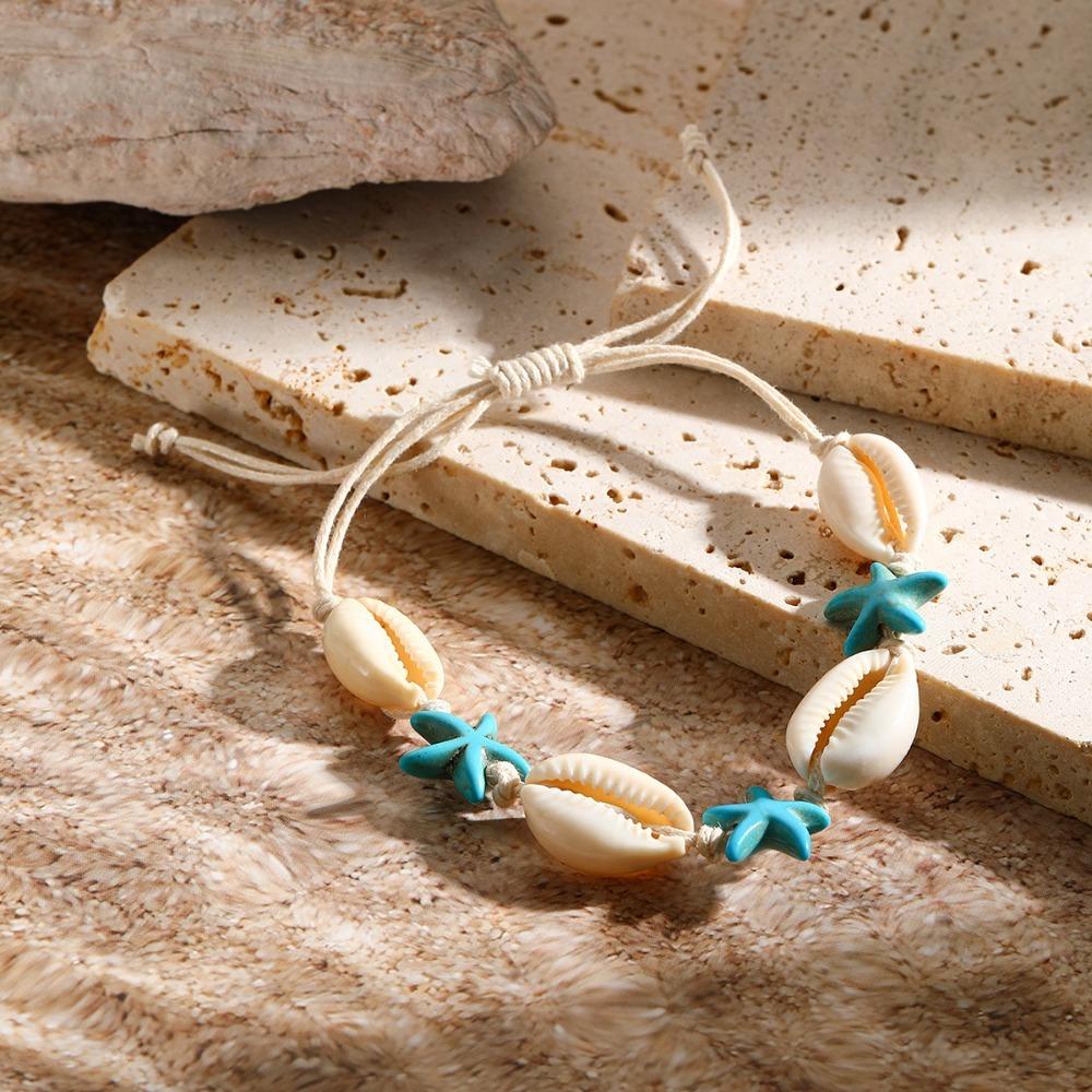 Braccialetto Ornamenti Stella Marina Bohemienne con Perline Cordino da Mano con Perline Conchiglia Braccialetto Intrecciato Tartaruga Regalo