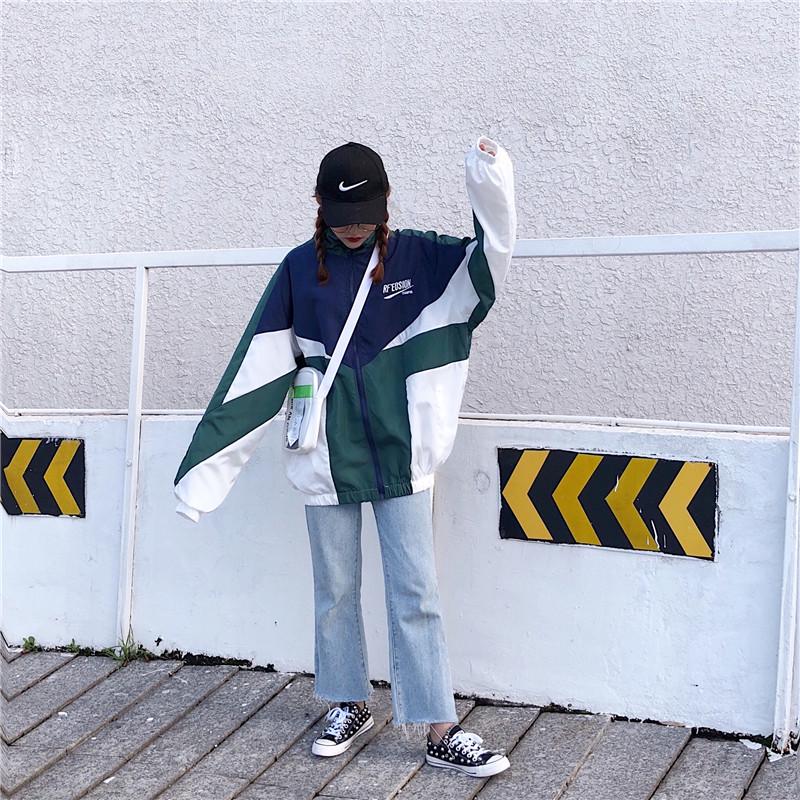 Kurtka Harajuku Color Block Patchwork - Unisexowy Letni Styl Uliczny