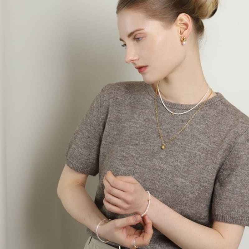 Ozel Silver925 Fresh Water Pearl Gold Point Bracelet PS164B