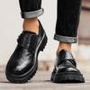 Autumn Men's Casual Leather Shoes Round Head Free Lace-up Foot Cover Big Head Work Business Versatile Young Men's Shoes