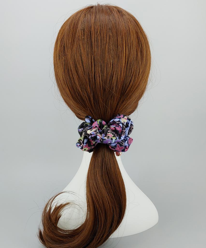 Maia Rose Jacquard Scrunchie Hair Tie - Blue Purple