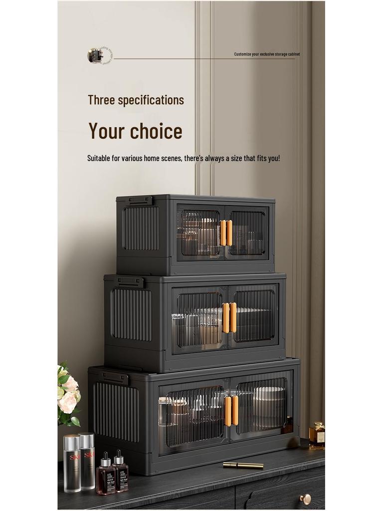 Foldable Plastic Storage Box with Wheels - Multi-layer Organizer Cabinet for Bedroom and Bedside