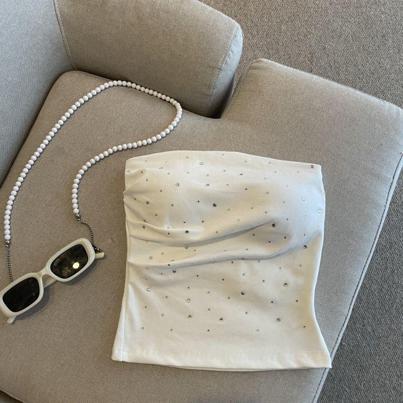 Hot Rhinestone Bodycon Bandeau Tank - Women's Summer Innerwear & Outerwear