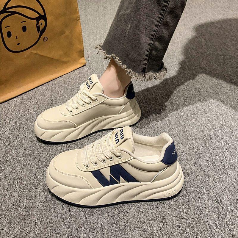 Korean Version of the Popular Little White Shoes Women's Summer 2025 New Thick-soled Lace-ups Ins Trendy Sports and Leisure Versatile Board Shoes