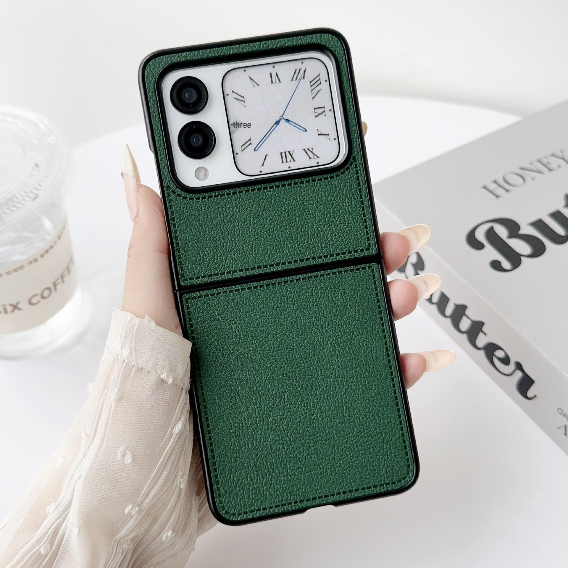 Huawei Nora Flip Foldable Phone Case: Simple, Protective, Solid Color, Lychee Pattern. Huawei Nora Flip