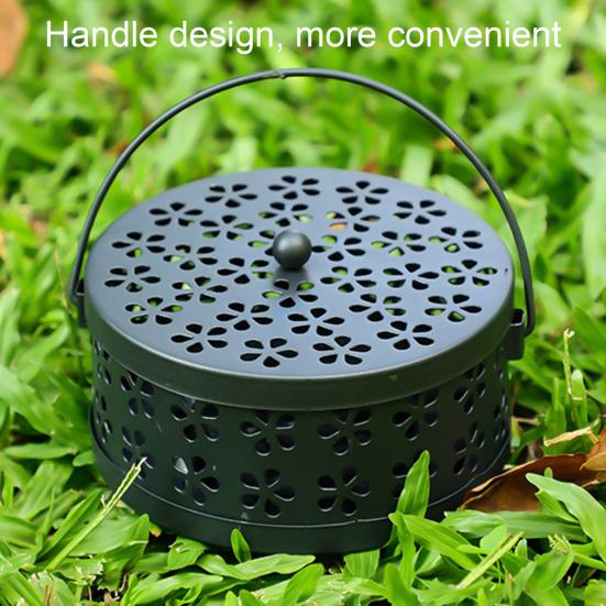 Držák na kadidlo s krytem rukojeti, přenosný, pro vnitřní i venkovní kempování, závěsný, ohnivzdorný kulatý kovový odpuzující spirálový kadidlo