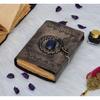Embossed Leather Diary - Handmade Vintage Leather Journal with Blue Stone - Book of Shadows