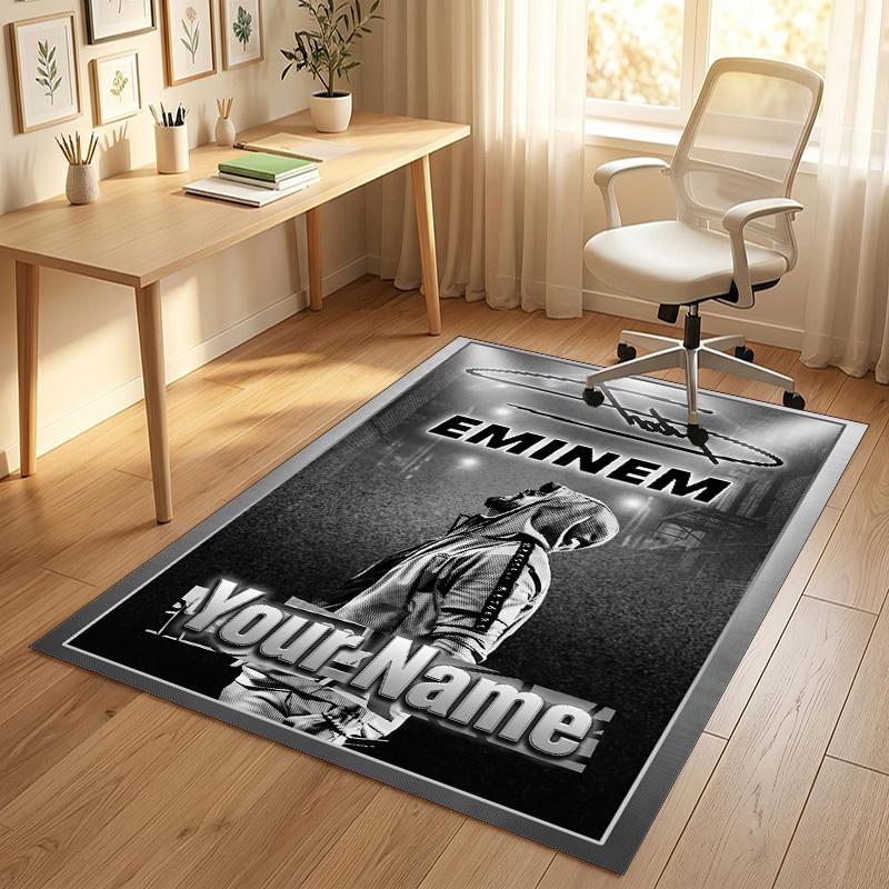 Personalized Crystal Velvet Carpet,Eminem Custom Printed Name, Plush Area Rug For Home Indoor Decor