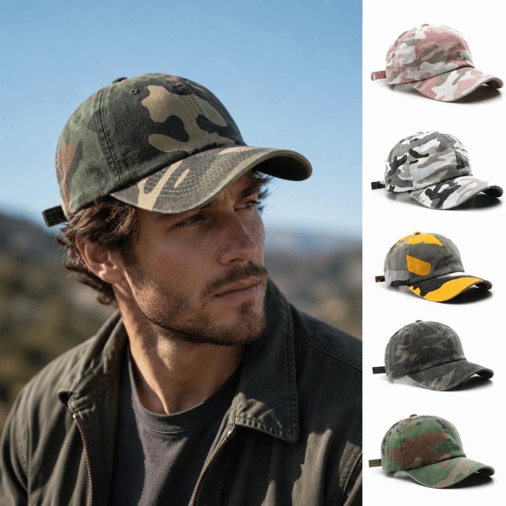 Washed Cotton Dad Hat Camouflage UV Protection Hat Retro Sun Hat For Men Women