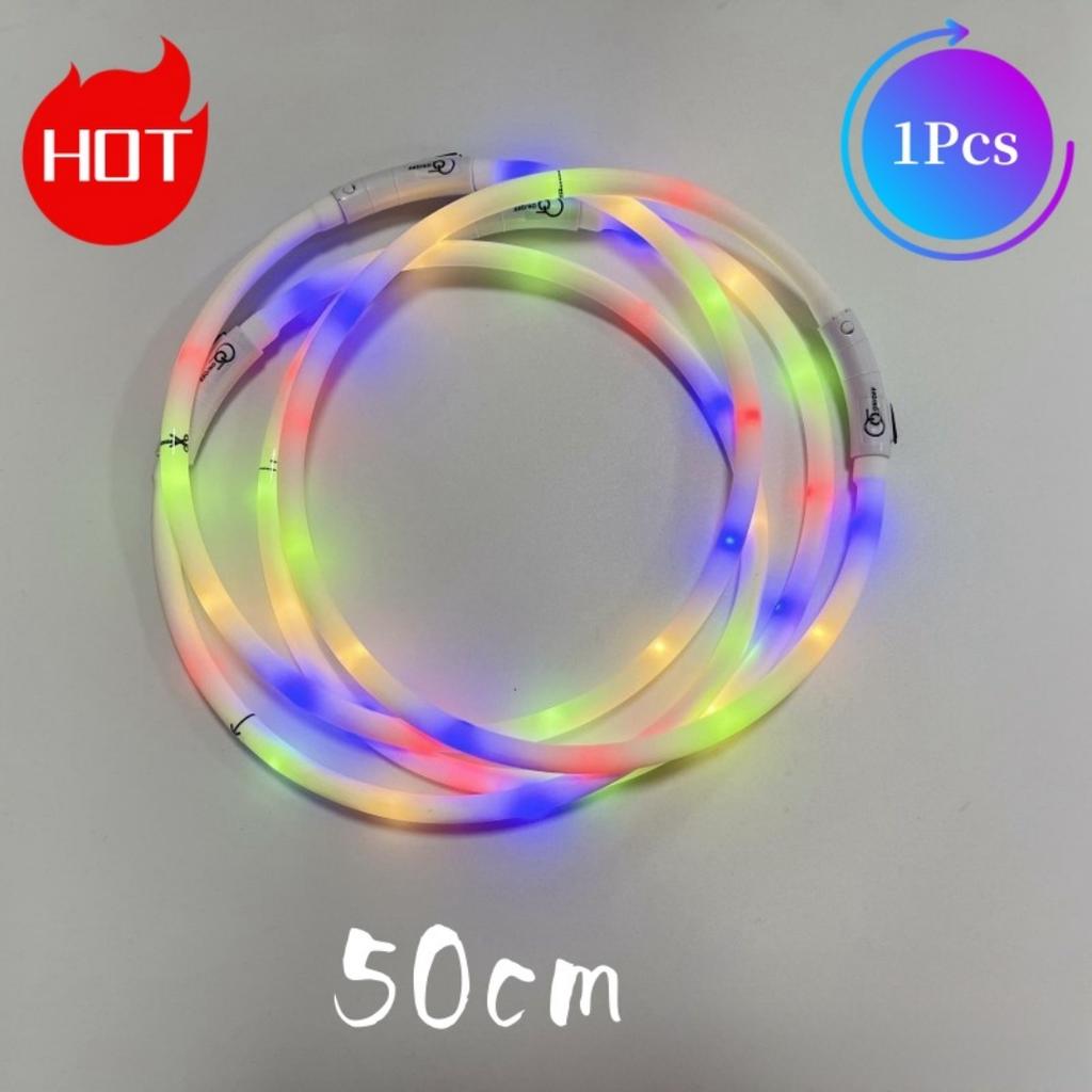 Led Luminous Dog Collar 4 Flashing Modes Multi-color Light Up Soft Silicone Glowing Light Dog Necklace for DogsCat Walking Night 3