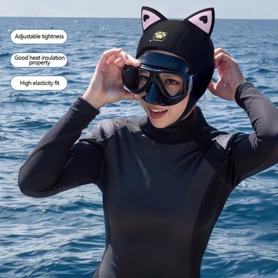 Sexy Cat-ear Diving Caps Diving Hood Neoprene Cat Ear Design Headwear Diving Hat Dive Hood Headgear Cat Ears Waterproof Hat