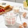 Powder Measuring Cup 1L Glass with Handle Spout Precise Scale Heat Kitchen Resistant Cooking Baking Liquid Flour Measurement Gadgets