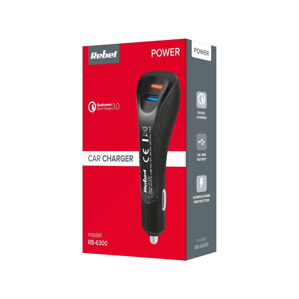 3.1A USB Car Charger with Quick Charge 3.0 12-24V