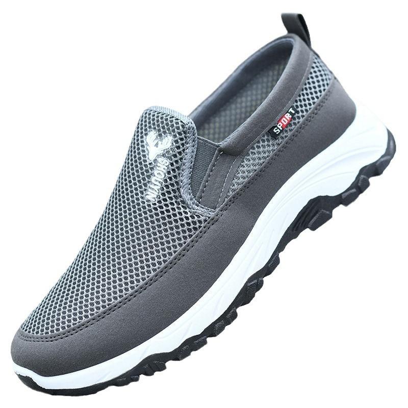 Mesh Shoes Men's Summer New Men's Cloth Shoes Soft Sole Casual and Comfortable One-pedal Dad Single Shoes