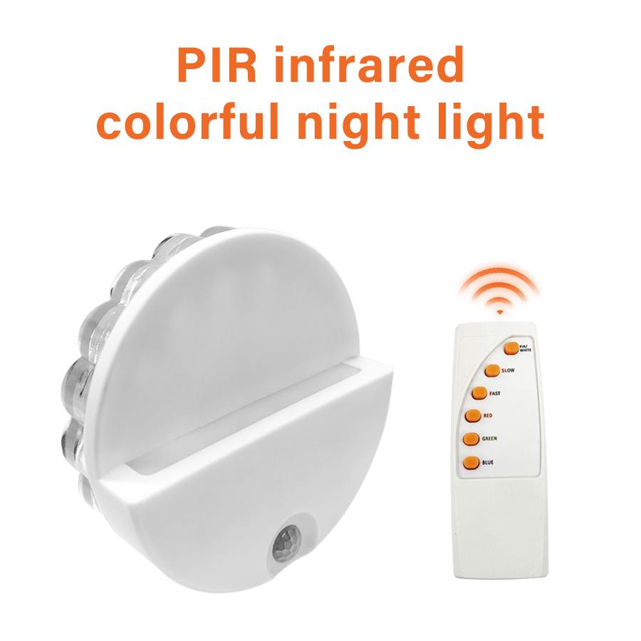 

Ночник с датчиком движения PIR с пультом дистанционного управления, красный, зеленый, синий, с изменяемым цветом, окружающий свет для спальни, прикроватный, магнитный настенный светильник белый