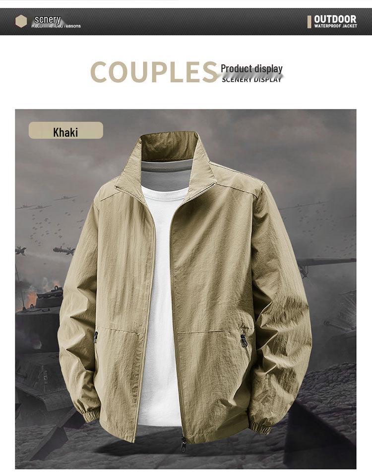 2026 Men's Waterproof Stand Collar Jacket - Lightweight, Trendy, Casual Outerwear for Spring and Autumn