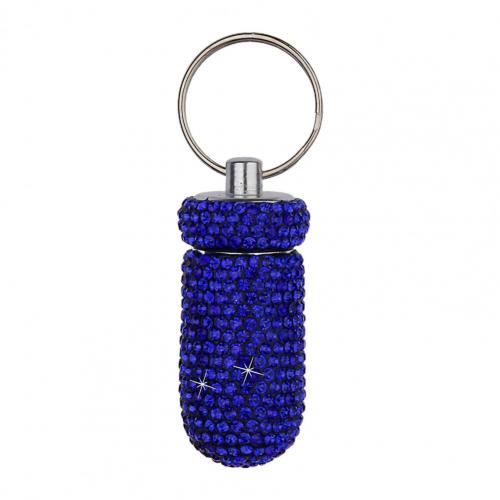 Medicine Organizer Bottle Pill Box Tablet Holder Sparkling Fine Workmanship Full Rhinestone Aluminum Alloy Vial for Hiking