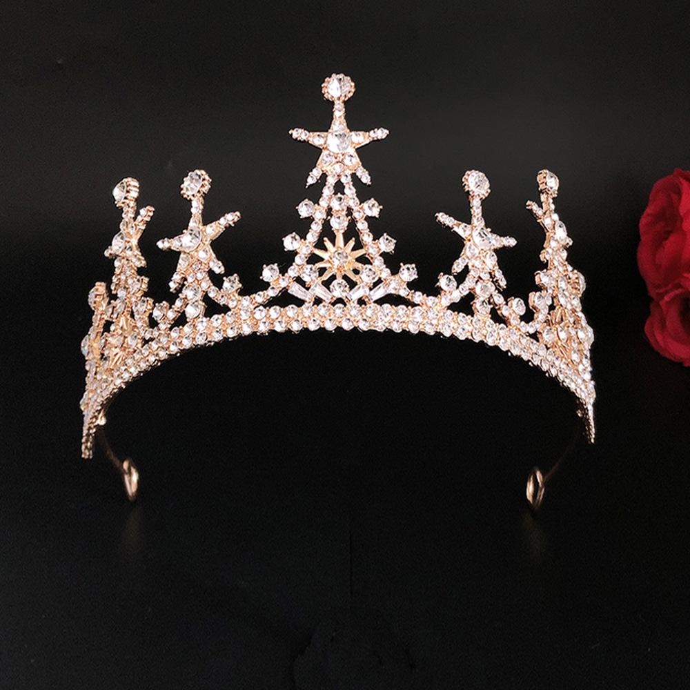 New Bridal Hair Accessories Star Bridal Crown Headdress Copper Elegant Luxury Wedding Headband Accessories Crown