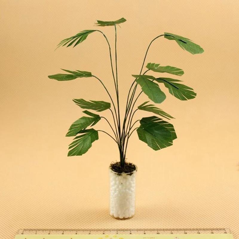 

1/12 Green banana tree in white bottle miniature dollhouse garden accessories